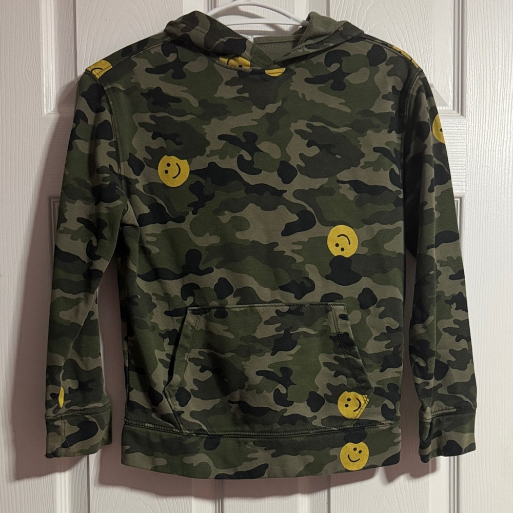 Old Navy Camouflage Hoodie with Yellow Smiley Faces